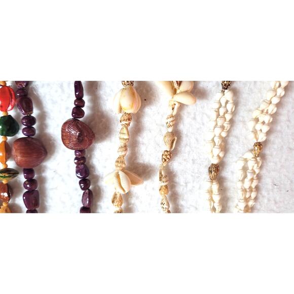 Vintage Hippie Necklace Lot Seeds Fruit Pits Nuts Tribal Shell Long Ethnic Q - Picture 8 of 11
